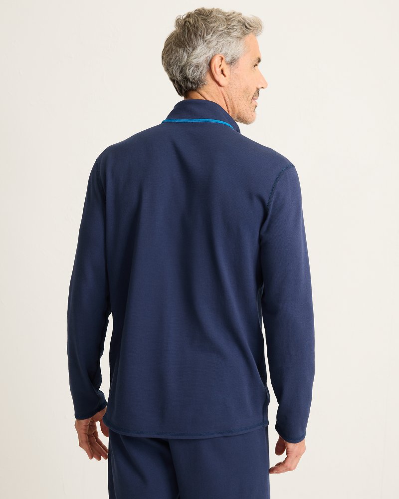 Big &amp; Tall Textured Knit Reversible Half-Zip Sweatshirt - Navy