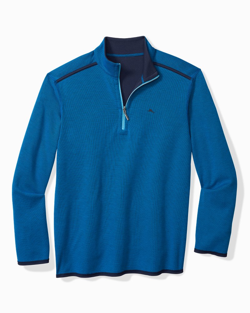 Big &amp; Tall Textured Knit Reversible Half-Zip Sweatshirt - Navy