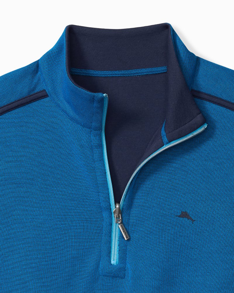 Big &amp; Tall Textured Knit Reversible Half-Zip Sweatshirt - Navy