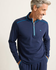 Big &amp; Tall Textured Knit Reversible Half-Zip Sweatshirt - Navy