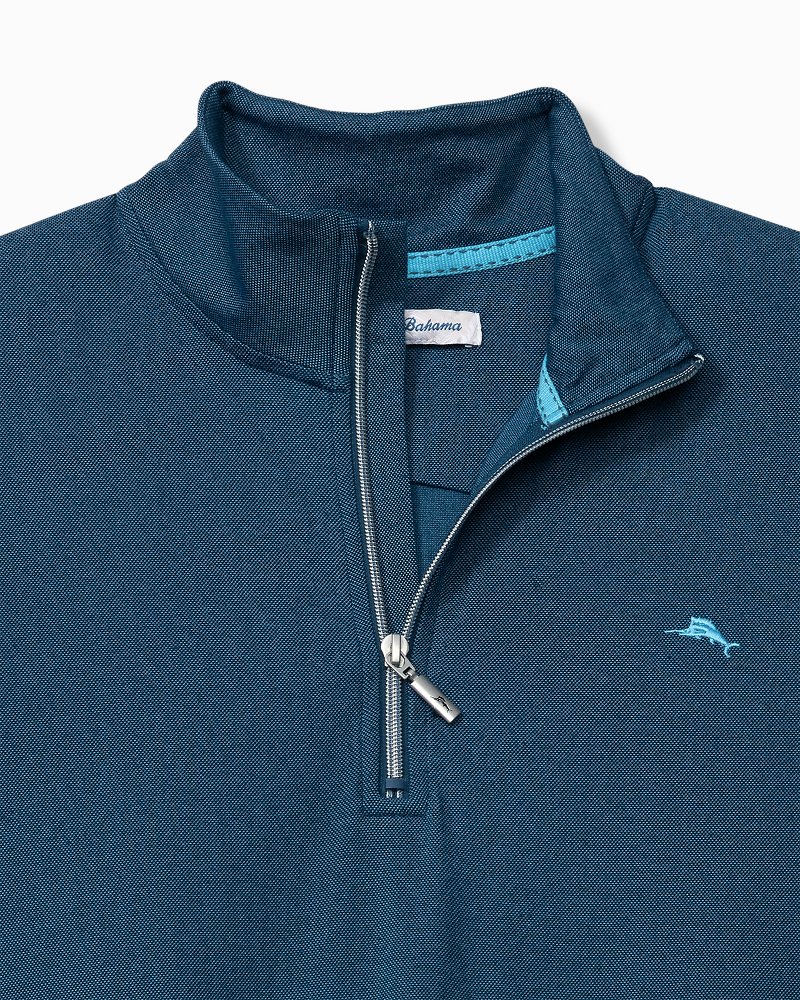 Big &amp; Tall Piqué Long-Sleeve Quarter-Zip Sweatshirt - Navy