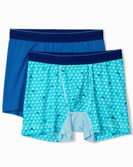 Aloha Print Tech Boxer Briefs - 2-Pack - Aqua