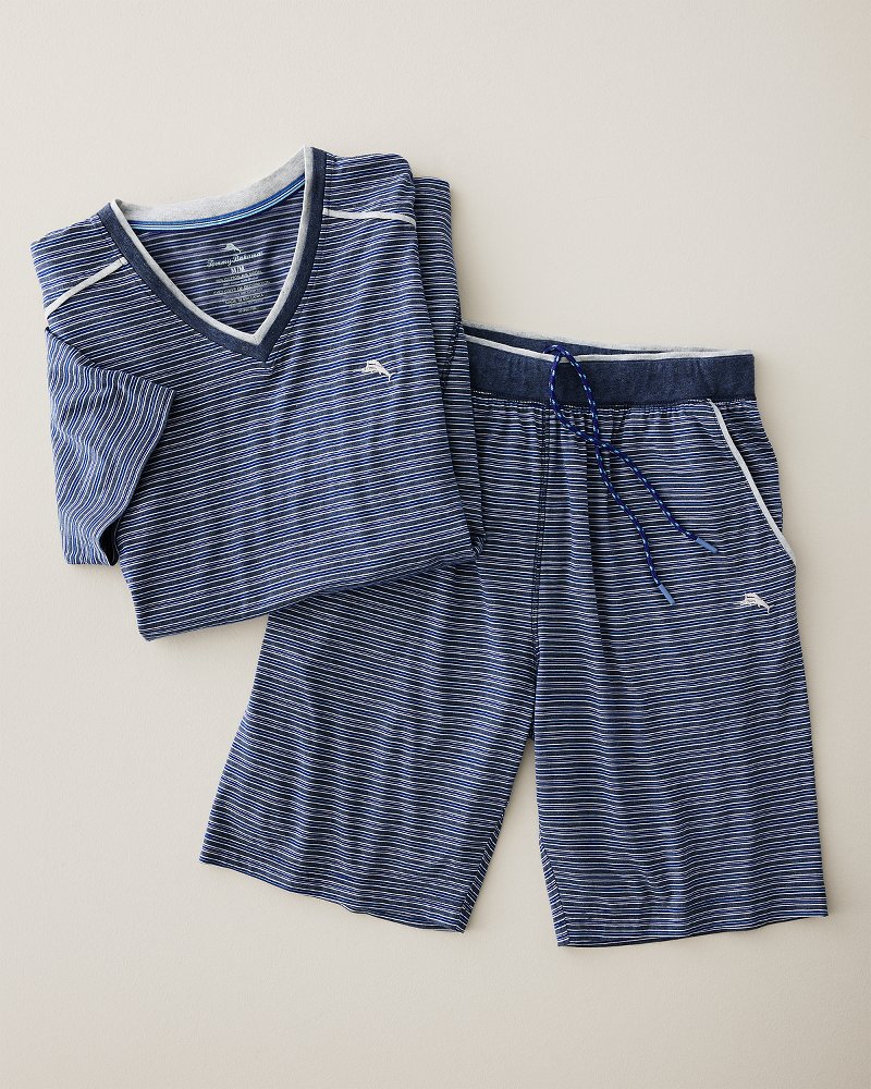 Jersey Lounge Shorts - Stripe Blue