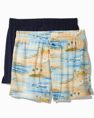 Big &amp; Tall Print and Solid Knit Boxers — 2-Pack - Beach Blue