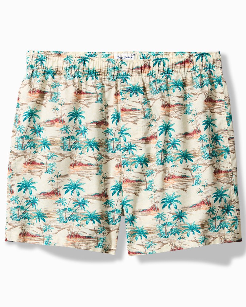 Woven Tropical Print Boxers - Oatmeal
