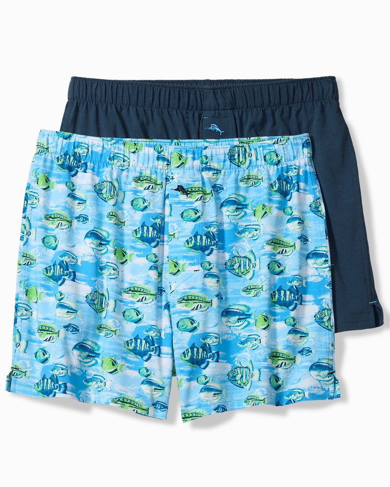 Knit Tropical Paradise Print Boxers - 2-Pack - Blue Atoll