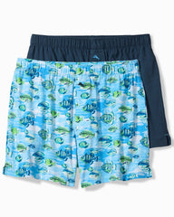 Knit Tropical Paradise Print Boxers - 2-Pack - Blue Atoll