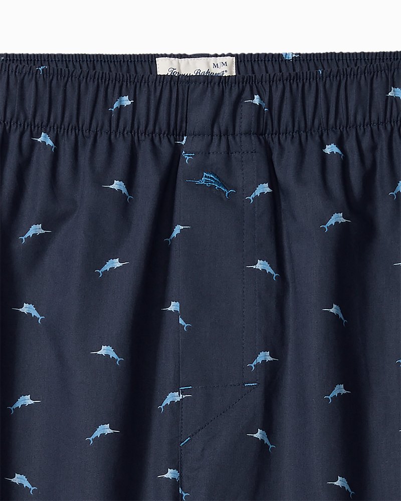 Big &amp; Tall Woven Poplin Paradise Print Boxers - True Navy