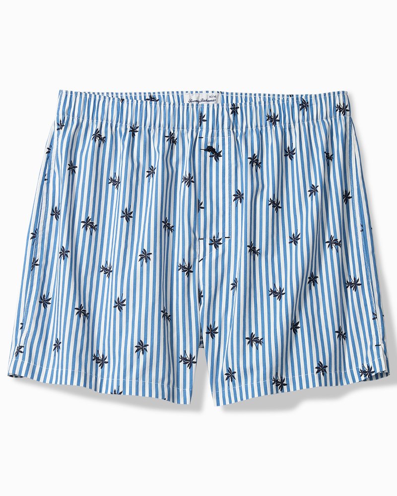 Woven Poplin Paradise Print Boxers - Blue Cabana