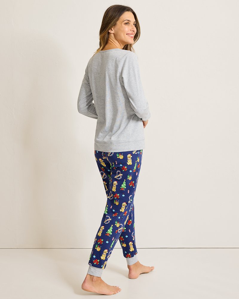 Women's Holiday Dog Long Sleeve &amp; Pants Family Pajama Set - Island Navy