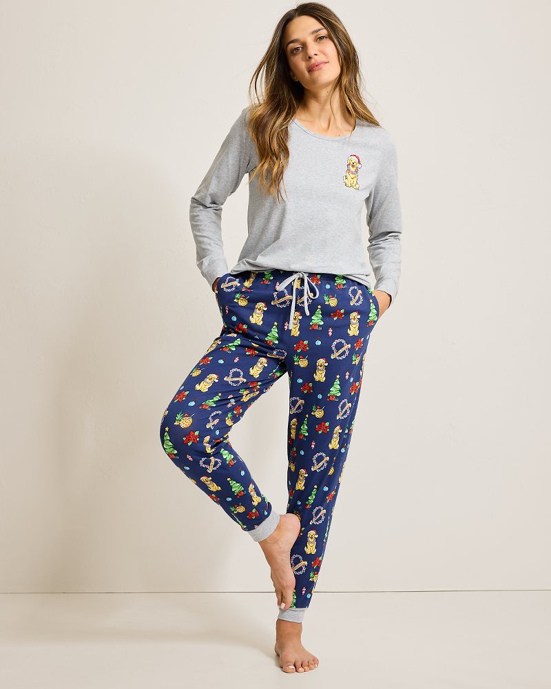 Women's Holiday Dog Long Sleeve &amp; Pants Family Pajama Set - Island Navy
