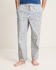 Woven Poplin Tropic Print Pants - Silver Heather