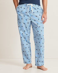 Big &amp; Tall Woven Poplin Paradise Print Pants - Blue Cabana