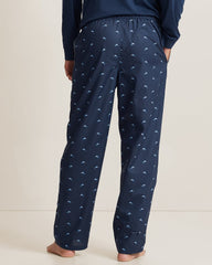 Woven Poplin Paradise Print Pants - True Navy