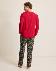 Men's Holiday Parrot Henley &amp; Pants Pajama Set - Poinsettia Red