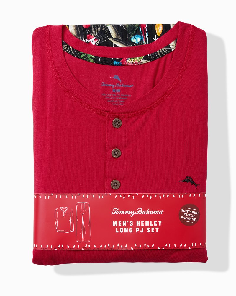 Men's Holiday Parrot Henley &amp; Pants Pajama Set - Poinsettia Red