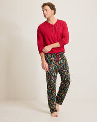 Men's Holiday Parrot Henley &amp; Pants Pajama Set - Poinsettia Red