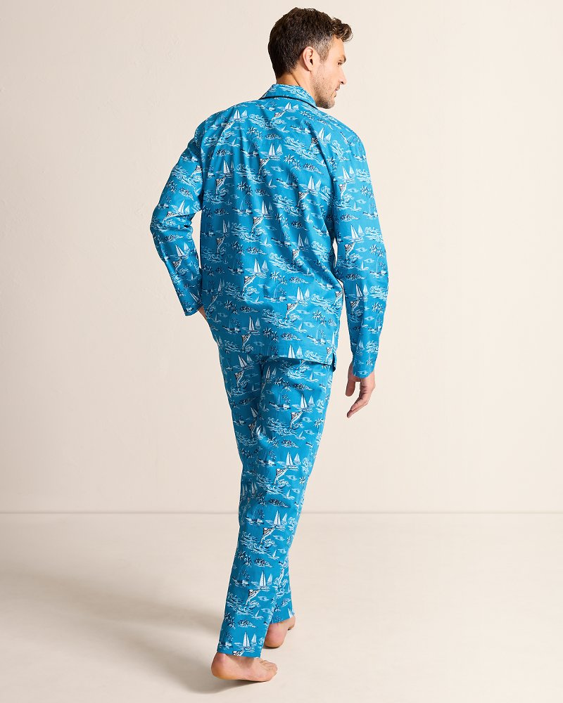 Woven Long Sleeve &amp; Pants Pajama Set - Slate Teal