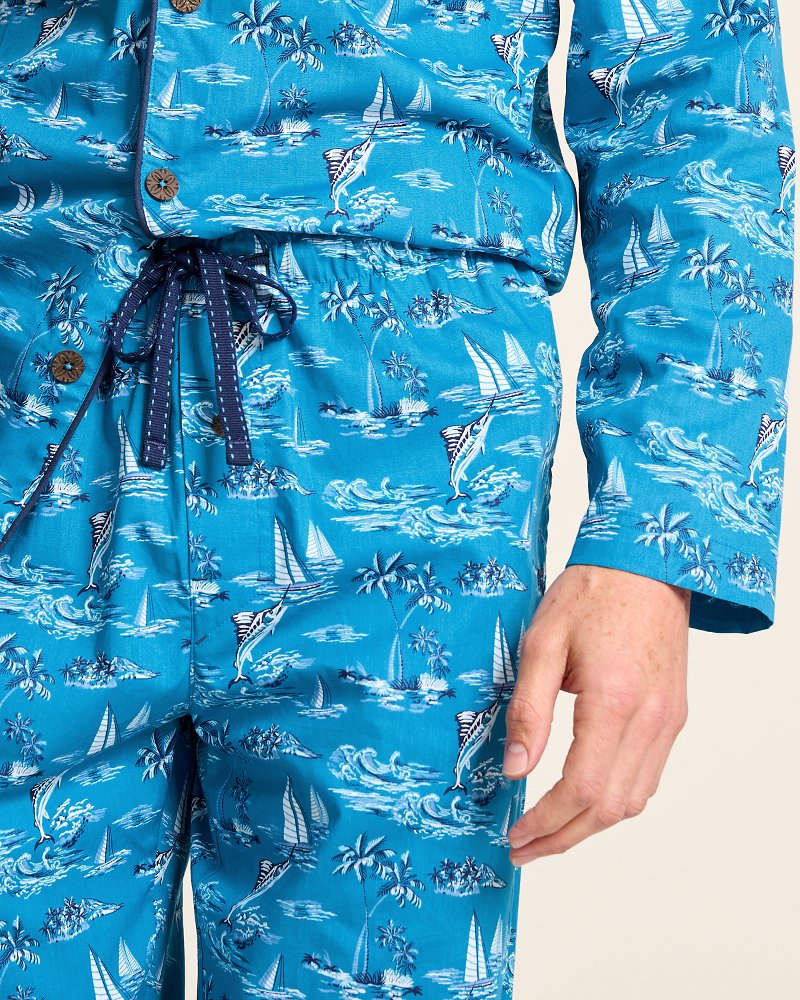 Woven Long Sleeve &amp; Pants Pajama Set - Slate Teal