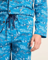 Woven Long Sleeve &amp; Pants Pajama Set - Slate Teal
