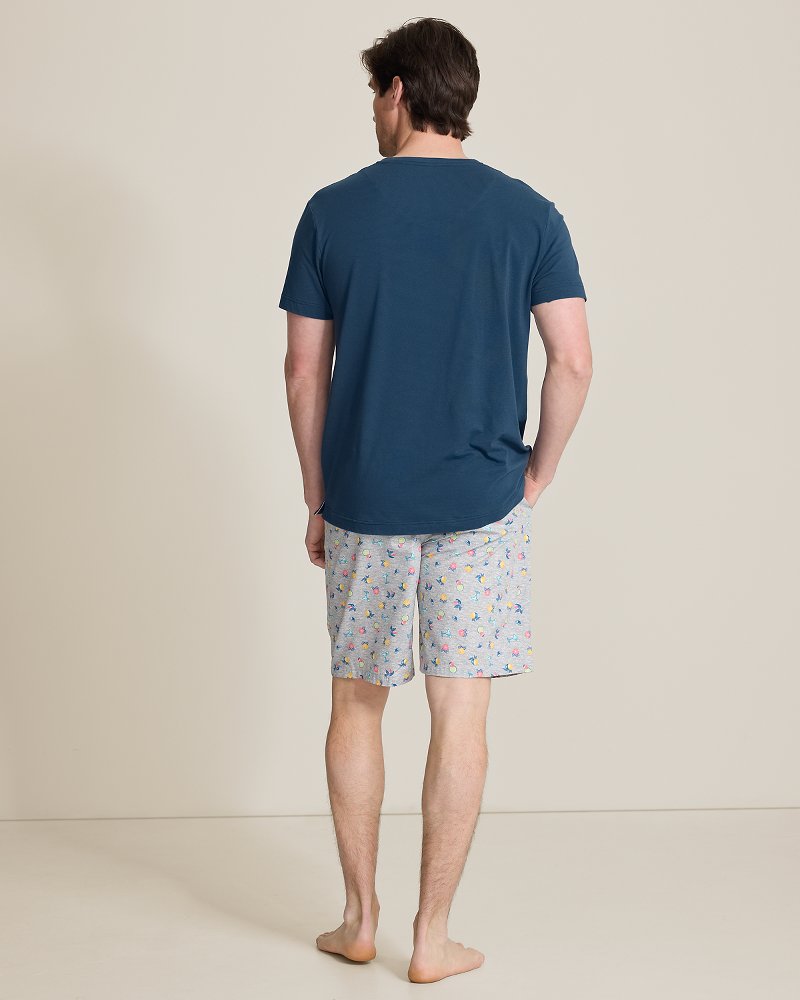 Jersey T-Shirt &amp; Poplin Tropic Print Shorts Pajama Set - Silver Heather