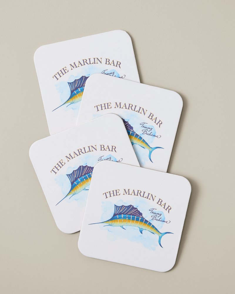 Marlin Bar Paper Coasters - Set of 4 - Multicolor
