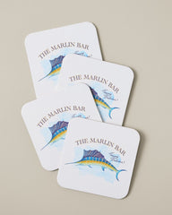 Marlin Bar Paper Coasters - Set of 4 - Multicolor