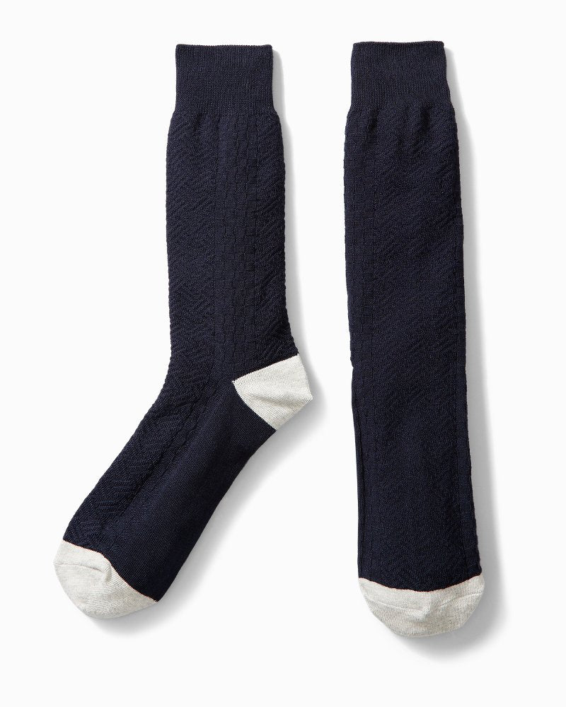 Lauhala Weave Socks - Navy
