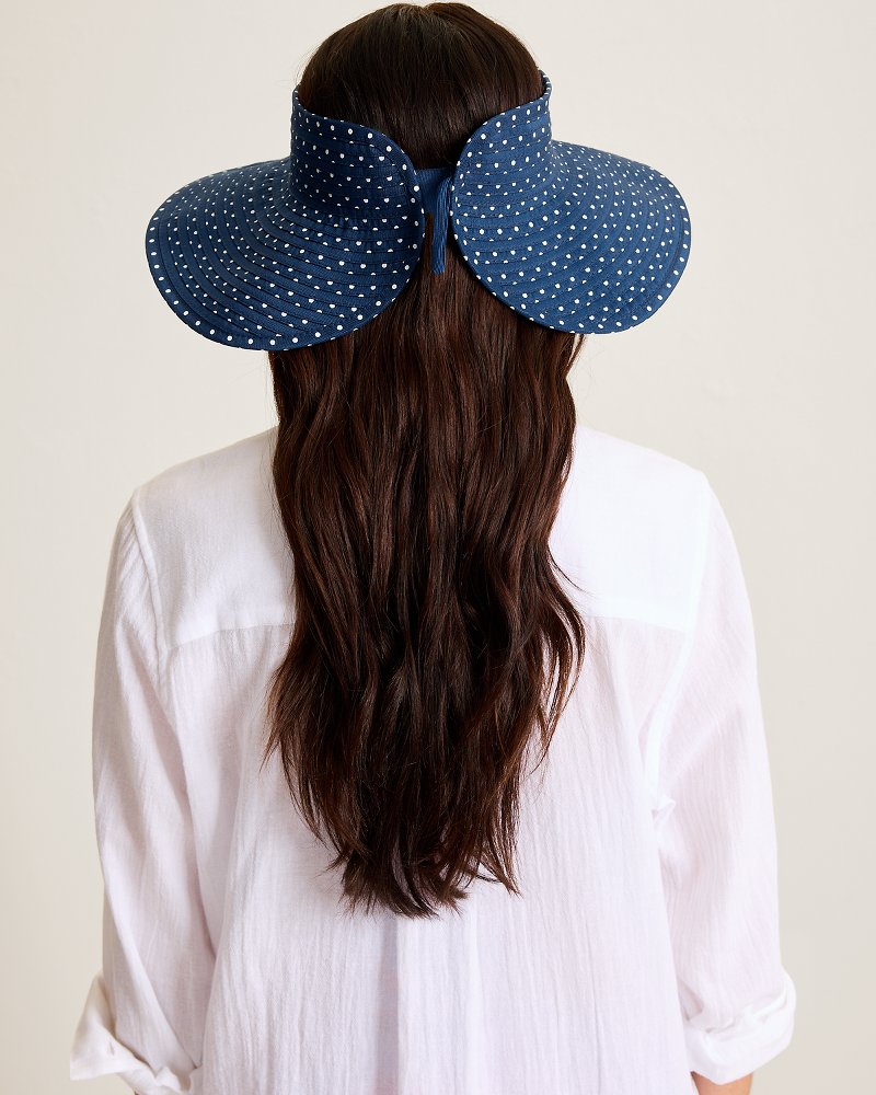 Polkadot Packable Visor - Navy
