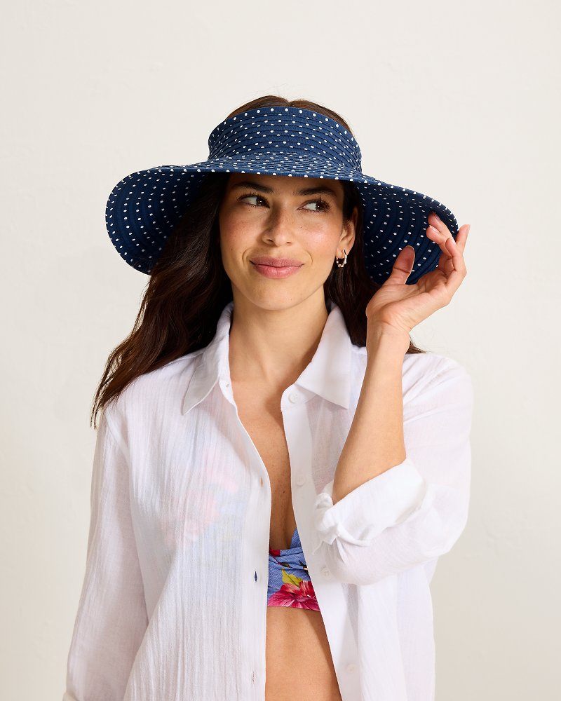 Polkadot Packable Visor - Navy