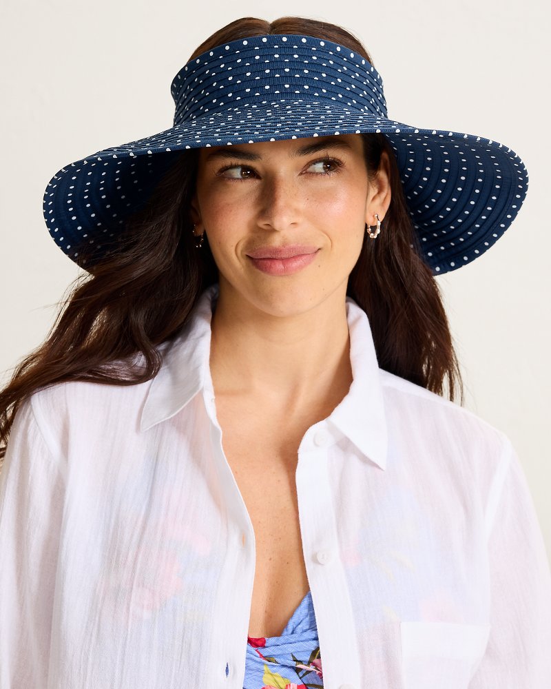 Polkadot Packable Visor - Navy