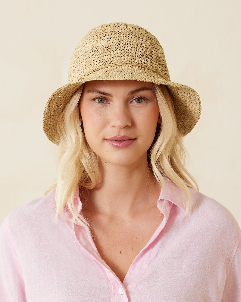 Crochet Raffia Fedora Hat - Natural