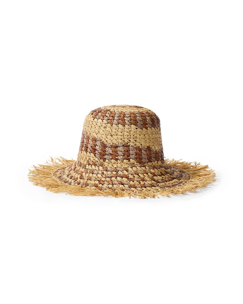 Waverly Frayed Edge Raffia Sun Hat - Brown