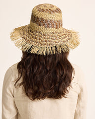 Waverly Frayed Edge Raffia Sun Hat - Brown