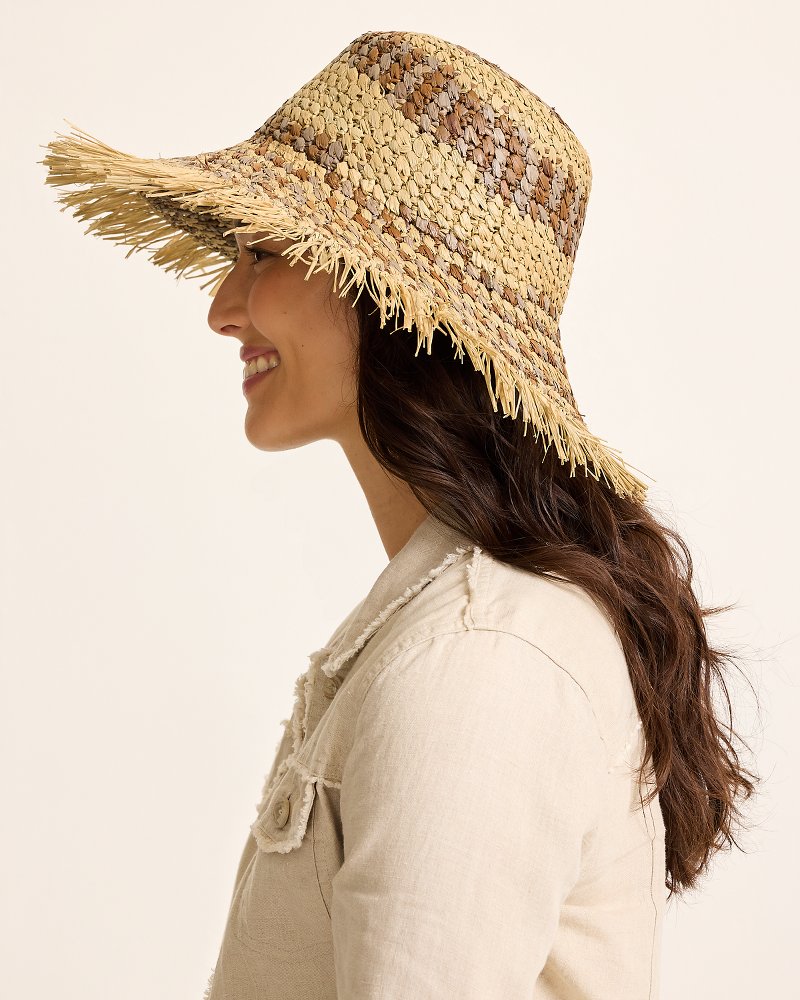 Waverly Frayed Edge Raffia Sun Hat - Brown
