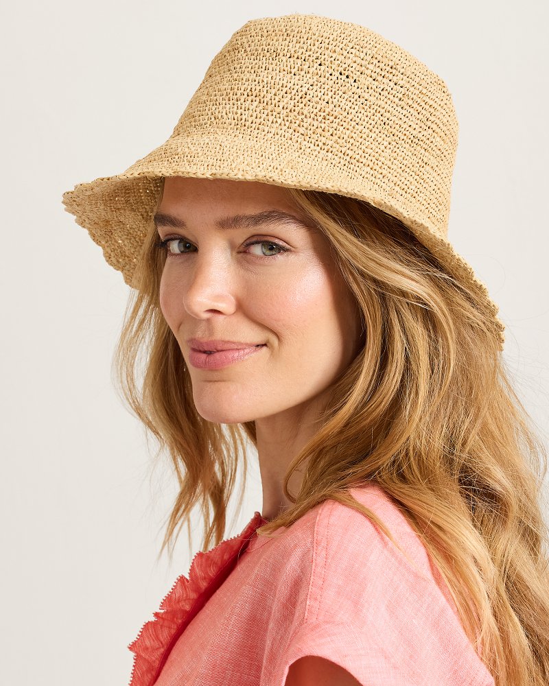 Sand Dollar Raffia Bucket Hat - Natural