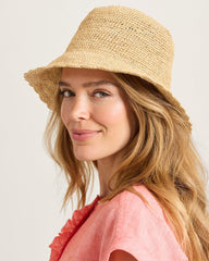 Sand Dollar Raffia Bucket Hat - Natural