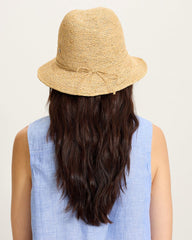 Dylan Crochet Metallic Raffia Packable Hat - Natural