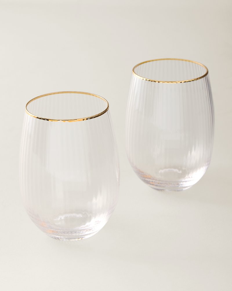 Optic Stemless Wine Glasses - Set of 2 - Clear