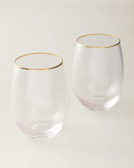 Optic Stemless Wine Glasses - Set of 2 - Clear