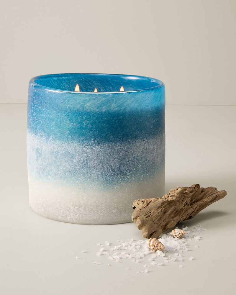 Sea Salt &amp; Coastal Mist Frosted Glass 3-Wick 44-oz. Candle - Sea Salt