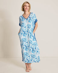 Jersey Maxi Sleep Caftan - Tropical Blue