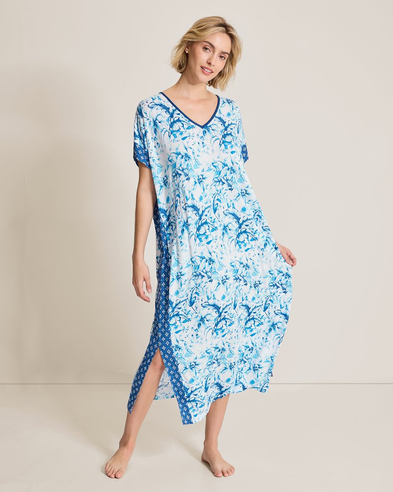 Jersey Maxi Sleep Caftan - Tropical Blue
