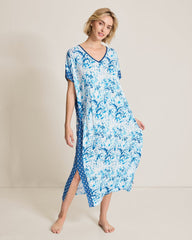 Jersey Maxi Sleep Caftan - Tropical Blue