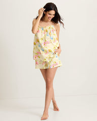 Lawn Tank Top &amp; Boxers Pajama Set - Pale Yellow