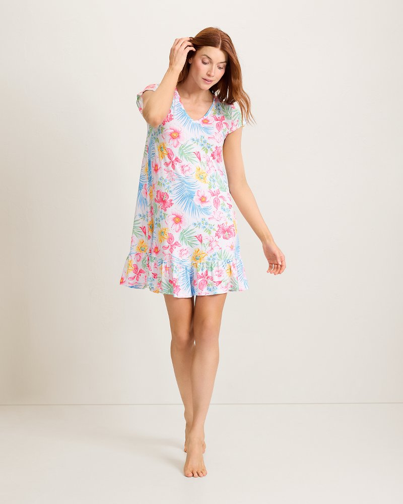Jersey Cap-Sleeve Short Chemise - Pink Carnation