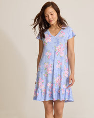 Jersey Cap-Sleeve Sleep Dress - Blue Whisper