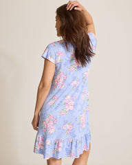 Jersey Cap-Sleeve Sleep Dress - Blue Whisper