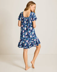 Jersey Short-Sleeve Short Sleep Dress - Classic Navy
