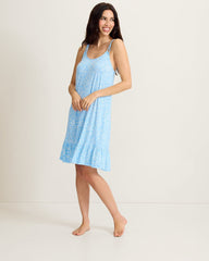 Jersey Sleeveless Short Chemise - Breeze Blue